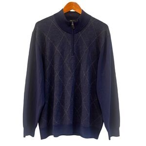Jos. A. Bank navy 100% merino wool 1/4 zip sweater